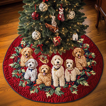 Labradoodle Adventure Christmas Quilted Tree Skirt-Myprintsy