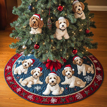 Labradoodle Bliss Christmas Quilted Tree Skirt-Myprintsy