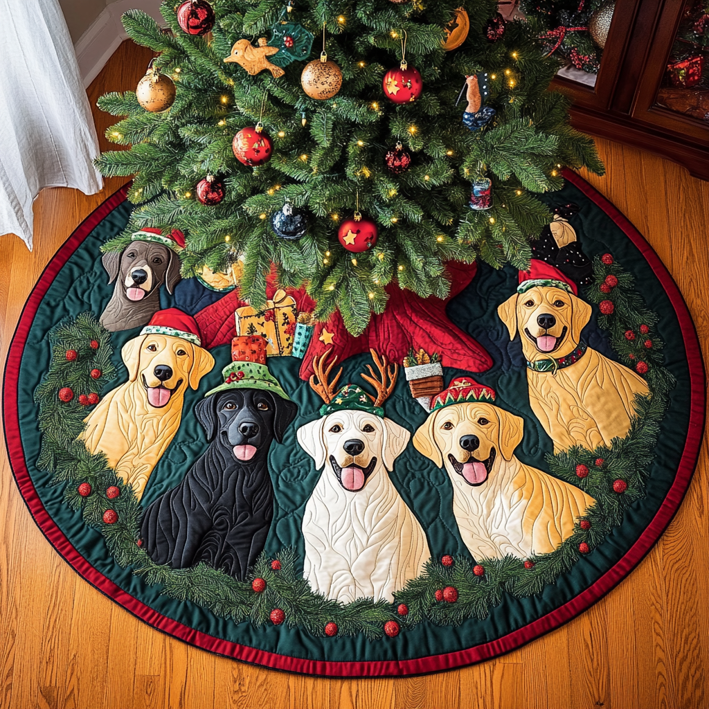 Labrador Christmas Cheer Christmas Quilted Tree Skirt VTQ-Myprintsy