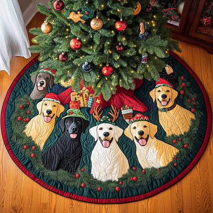 Labrador Christmas Cheer Christmas Quilted Tree Skirt VTQ-Myprintsy