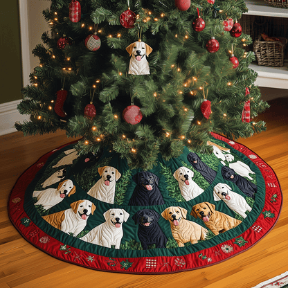 Labrador Christmas Cheer Quilted Christmas Tree Skirt-Myprintsy
