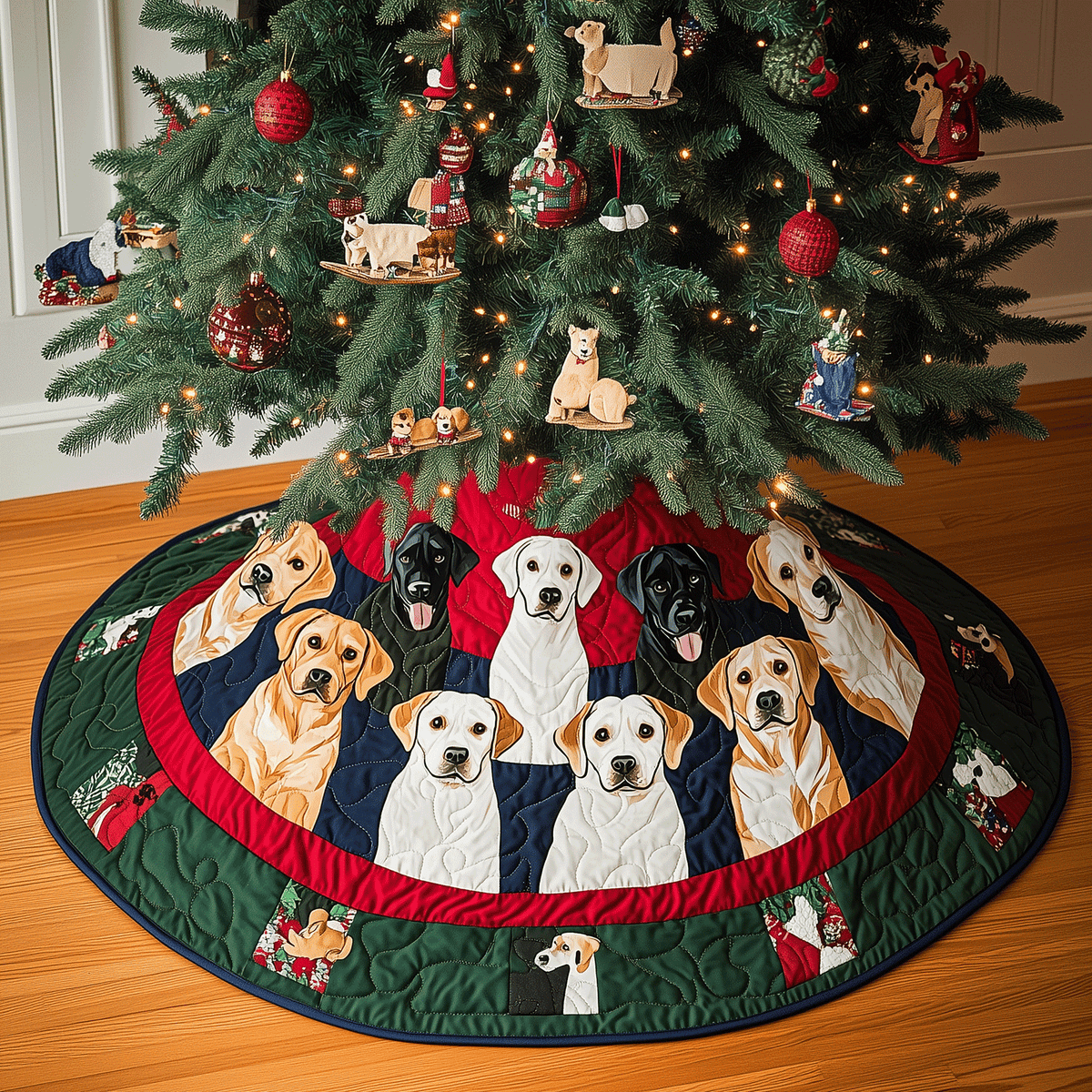 Labrador Christmas Quilted Christmas Tree Skirt-Myprintsy