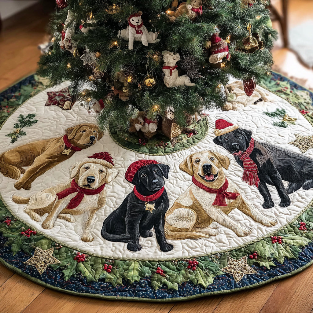 Labrador Retriever Holiday Quilted Christmas Tree Skirt VTQ-Myprintsy