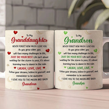 Laugh Love Live I Love You To The Moon And Back - Personalized Mug-Myprintsy