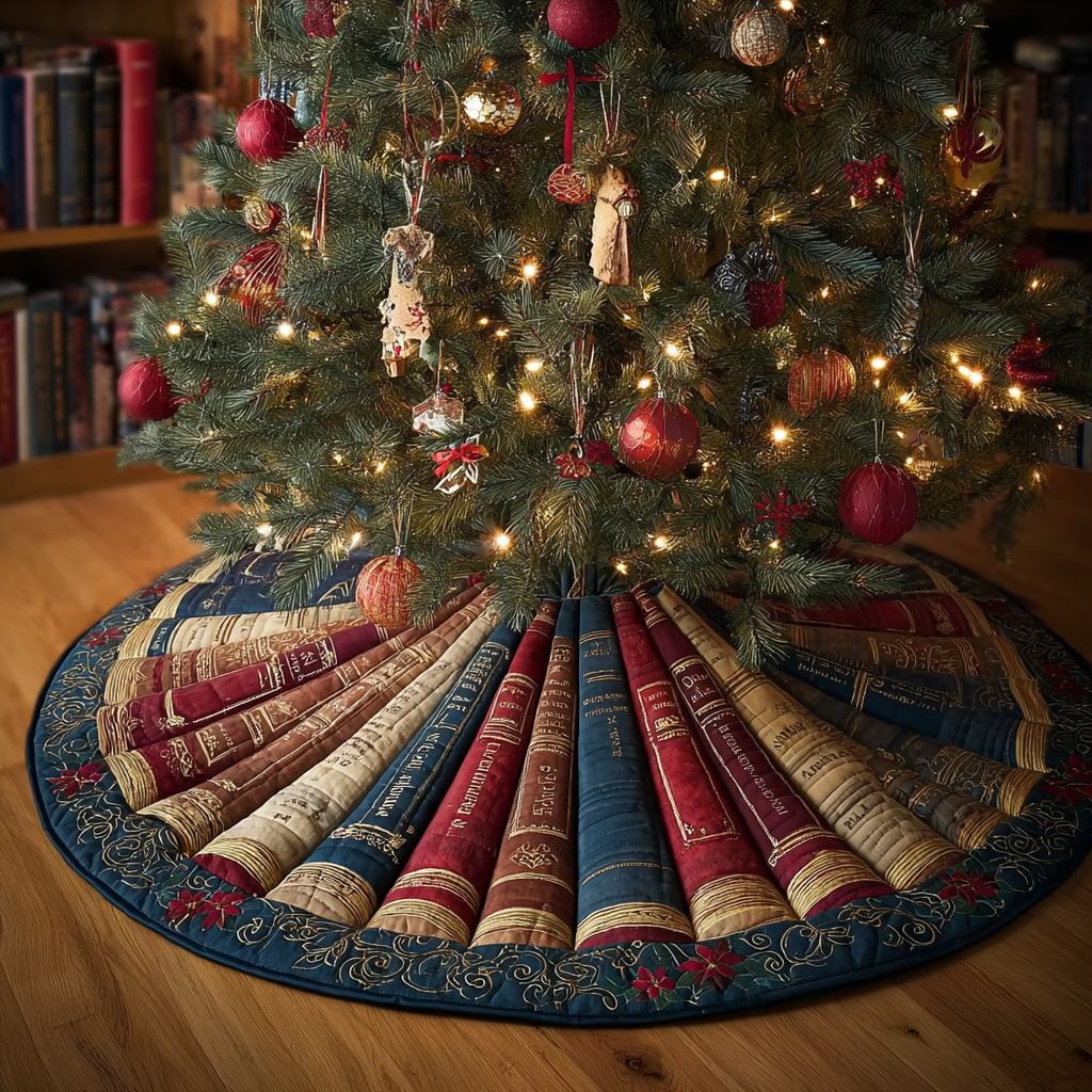 Library Depth Christmas Quilted Tree Skirt-Myprintsy
