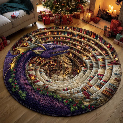 Library Dragon Quilted Round Mat VTQ-Myprintsy