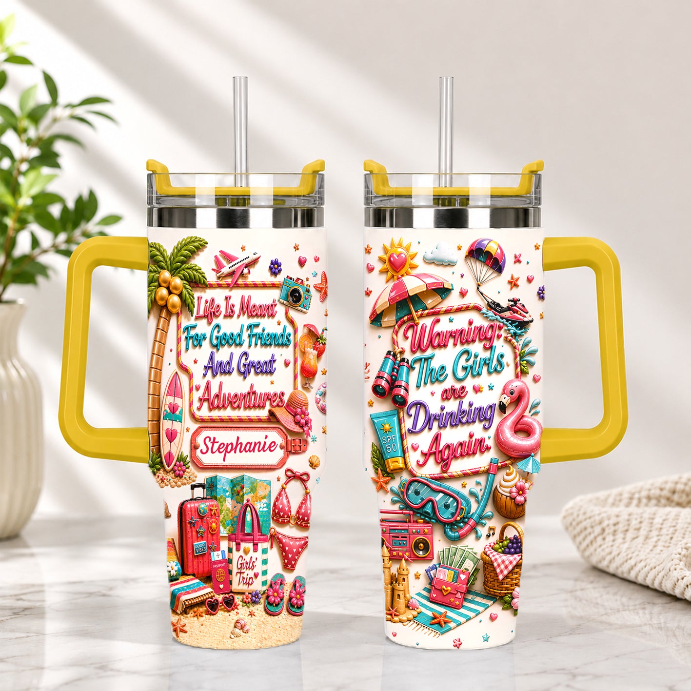 Life Is Meant For Good Friends And Great Adventures - Personalized 40OZ Tumbler With Straw-Myprintsy