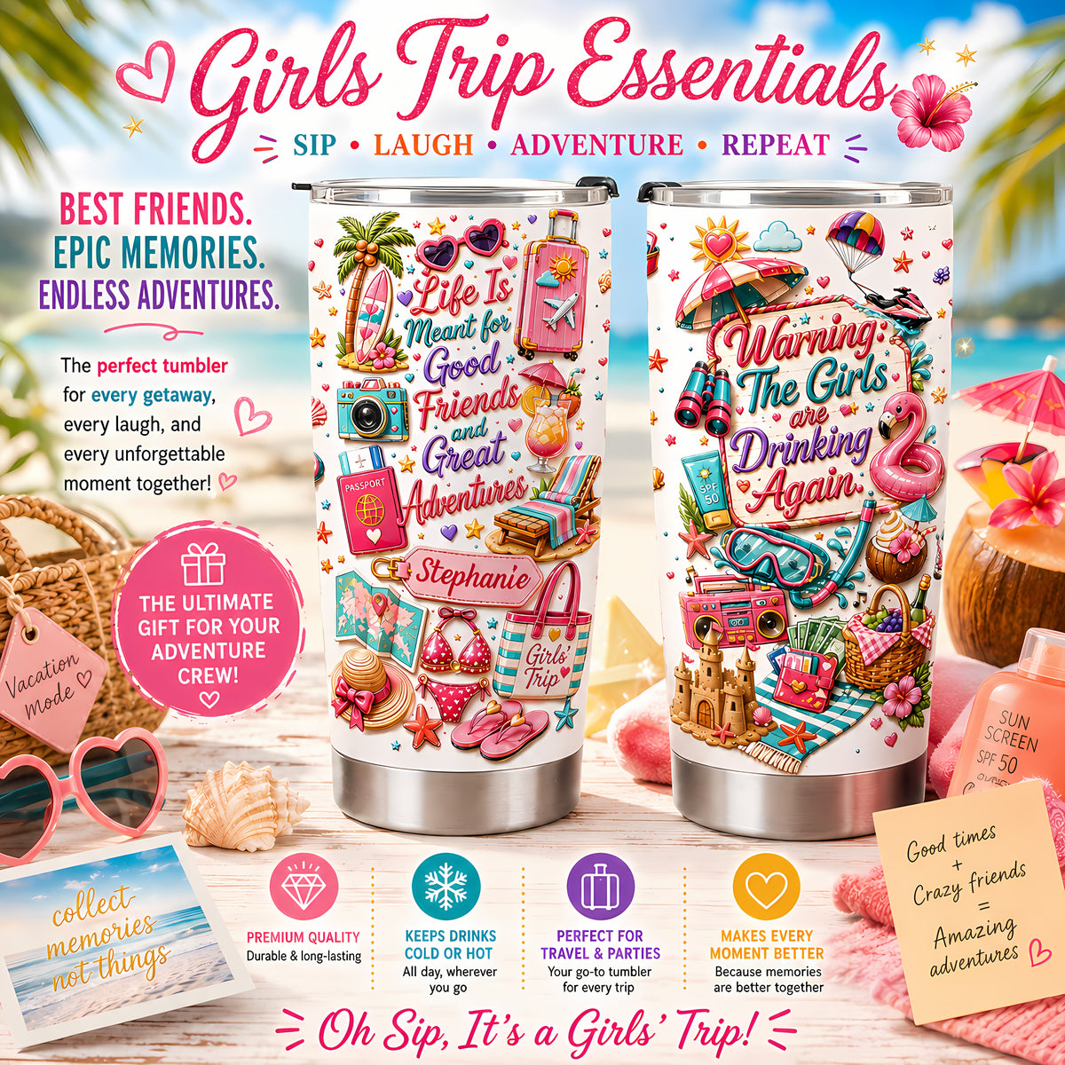 Life Is Meant For Good Friends And Great Adventures - Personalized Tumbler Cup-Myprintsy
