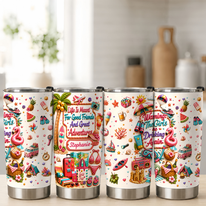 Life Is Meant For Good Friends And Great Adventures - Personalized Tumbler Cup - Girls Trip Gifts-Myprintsy