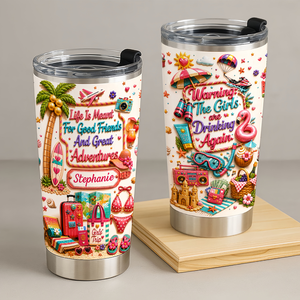 Life Is Meant For Good Friends And Great Adventures - Personalized Tumbler Cup - Girls Trip Gifts-Myprintsy