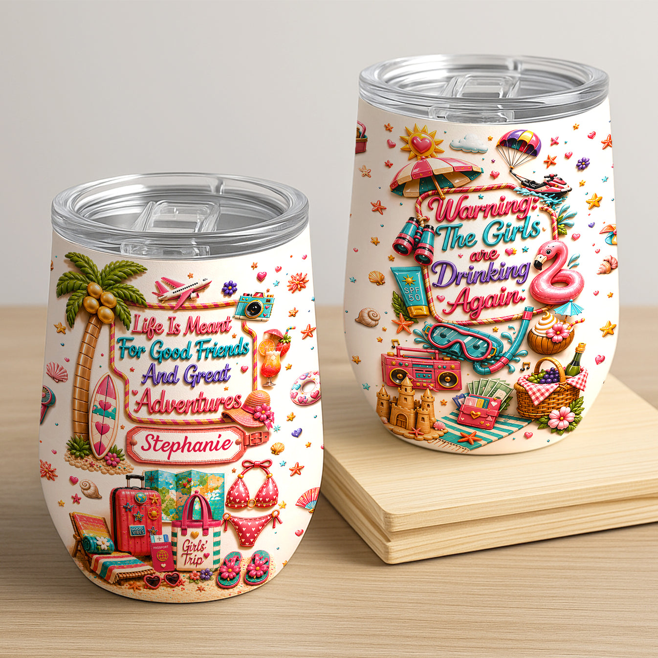 Life Is Meant For Good Friends And Great Adventures - Personalized Wine Tumbler-Myprintsy
