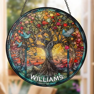 Life Of Tree - Personalized Stained Glass Hanging Suncatcher-Myprintsy