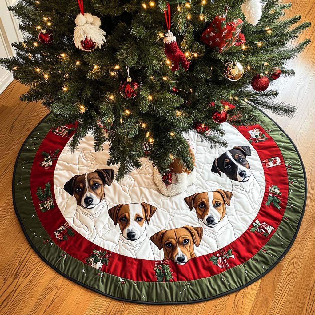 Lively Jack Russell Christmas Quilted Tree Skirt-Myprintsy