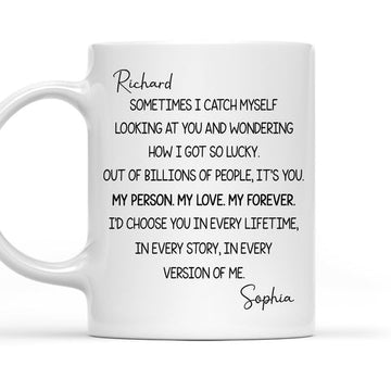 Looking At You And Wondering How I Got So Lucky Mug - Personalized Coffee Mug-Myprintsy