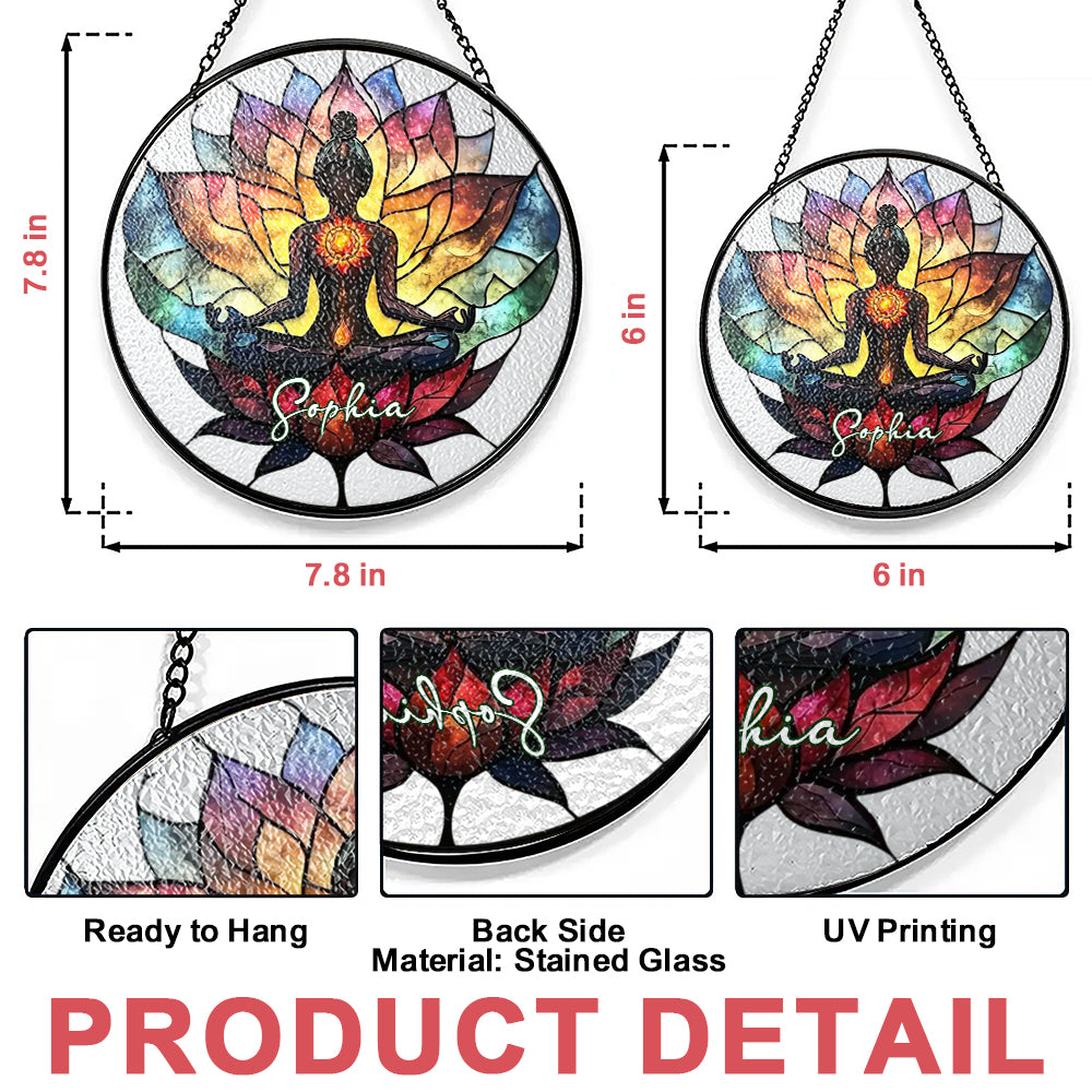 Lotus Meditation - Personalized Stained Glass Window Hanging Suncatcher-Myprintsy