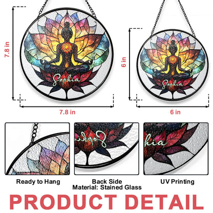 Lotus Meditation - Personalized Stained Glass Window Hanging Suncatcher-Myprintsy