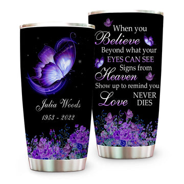 Love Never Die - Personalized Memorial Butterfly Tumbler Cup-Myprintsy