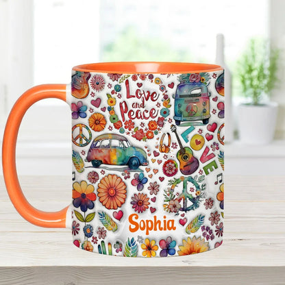 Love & Peace Hippie Soul - Personalized Hippie Accent Mug-Myprintsy