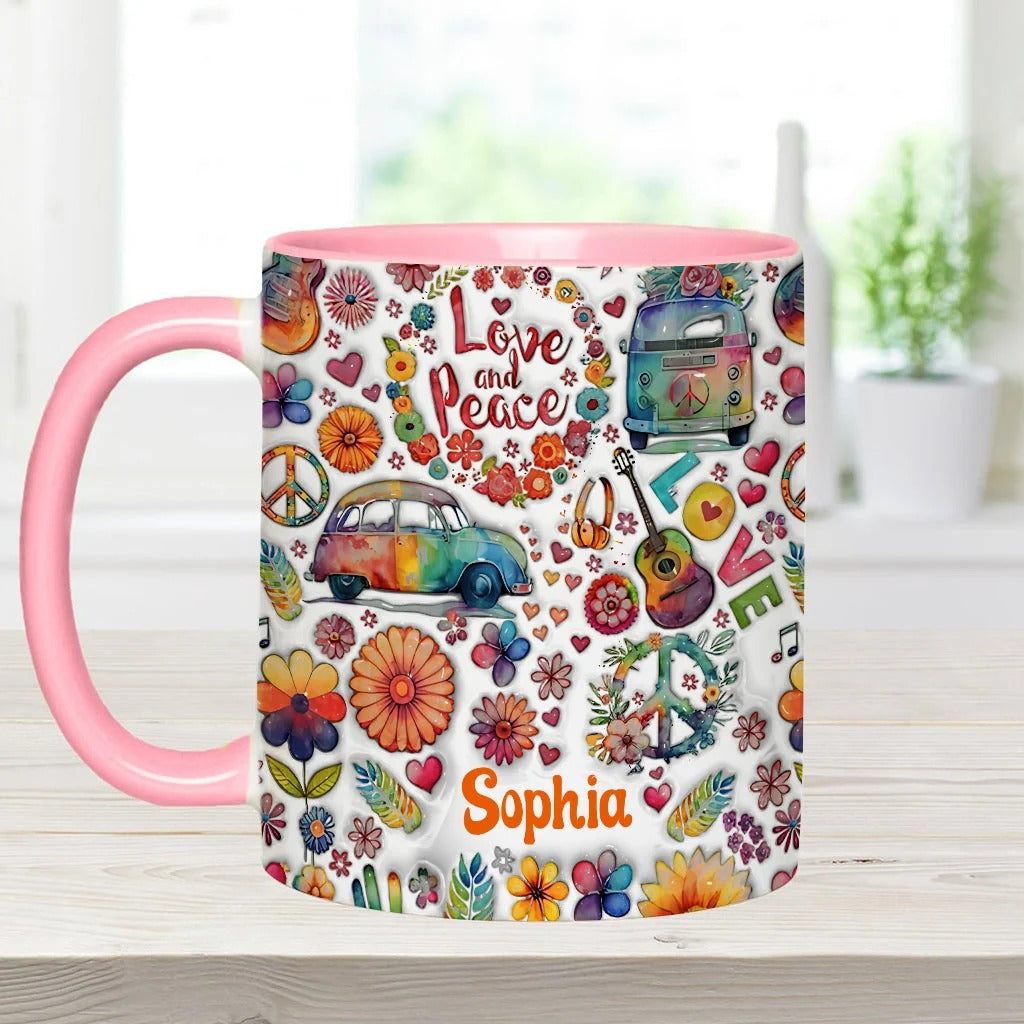 Love & Peace Hippie Soul - Personalized Hippie Accent Mug-Myprintsy