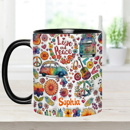 Love & Peace Hippie Soul - Personalized Hippie Accent Mug-Myprintsy