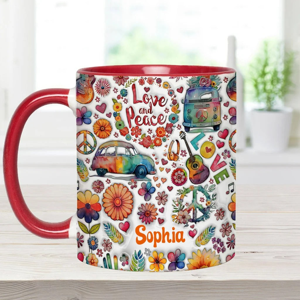 Love & Peace Hippie Soul - Personalized Hippie Accent Mug-Myprintsy