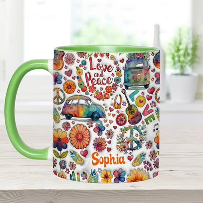 Love & Peace Hippie Soul - Personalized Hippie Accent Mug-Myprintsy