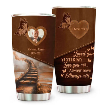 Loved You Yesterday Love You Still Always Have, Personalized Memorial Upload Photo Tumbler, Memories In Heaven-Myprintsy