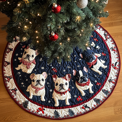 Lovely French Bulldog Christmas Quilted Tree Skirt-Myprintsy