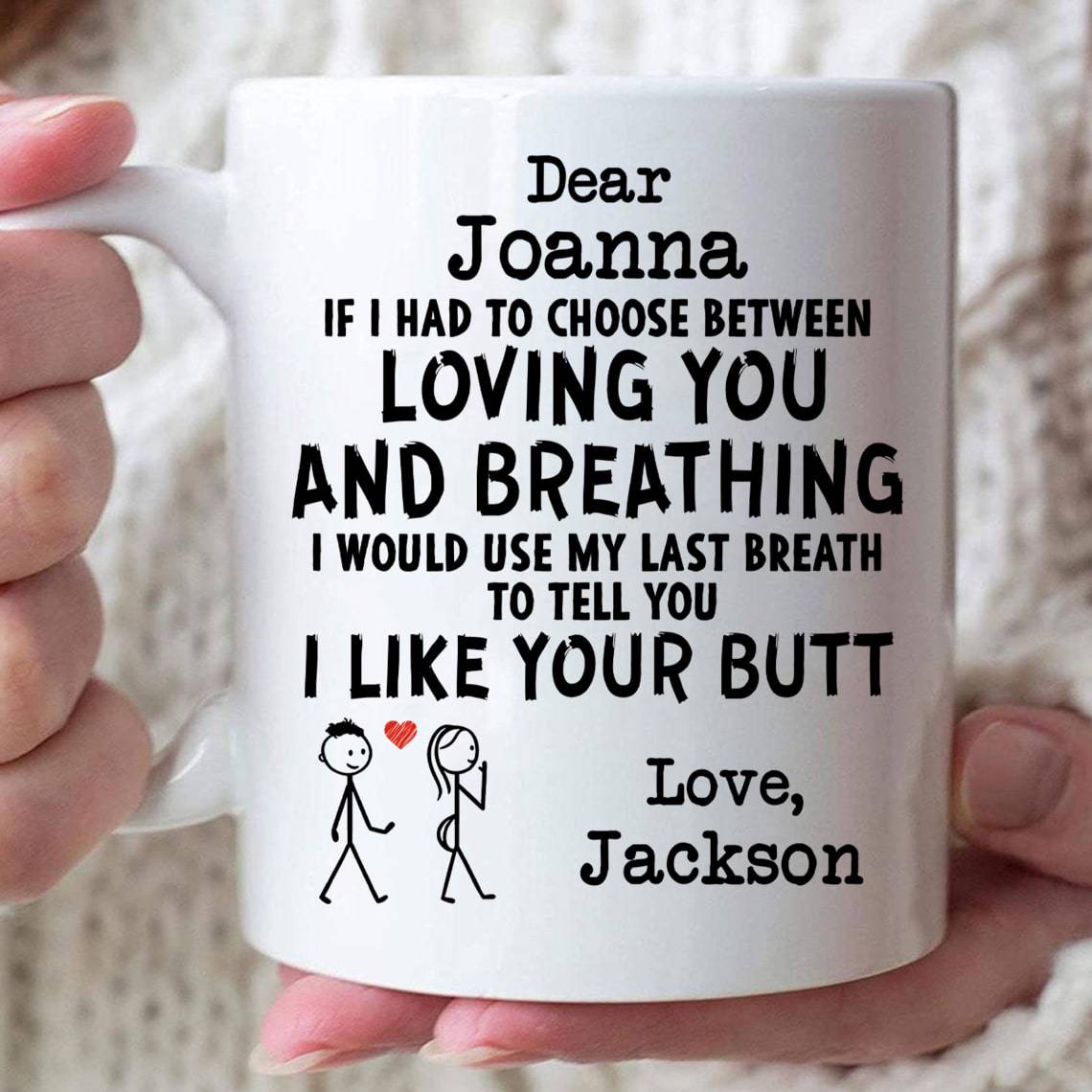 Loving You And Breathing I Like Your Butt Custom Coffee Mug - Personalized Ceramic Mug-Myprintsy