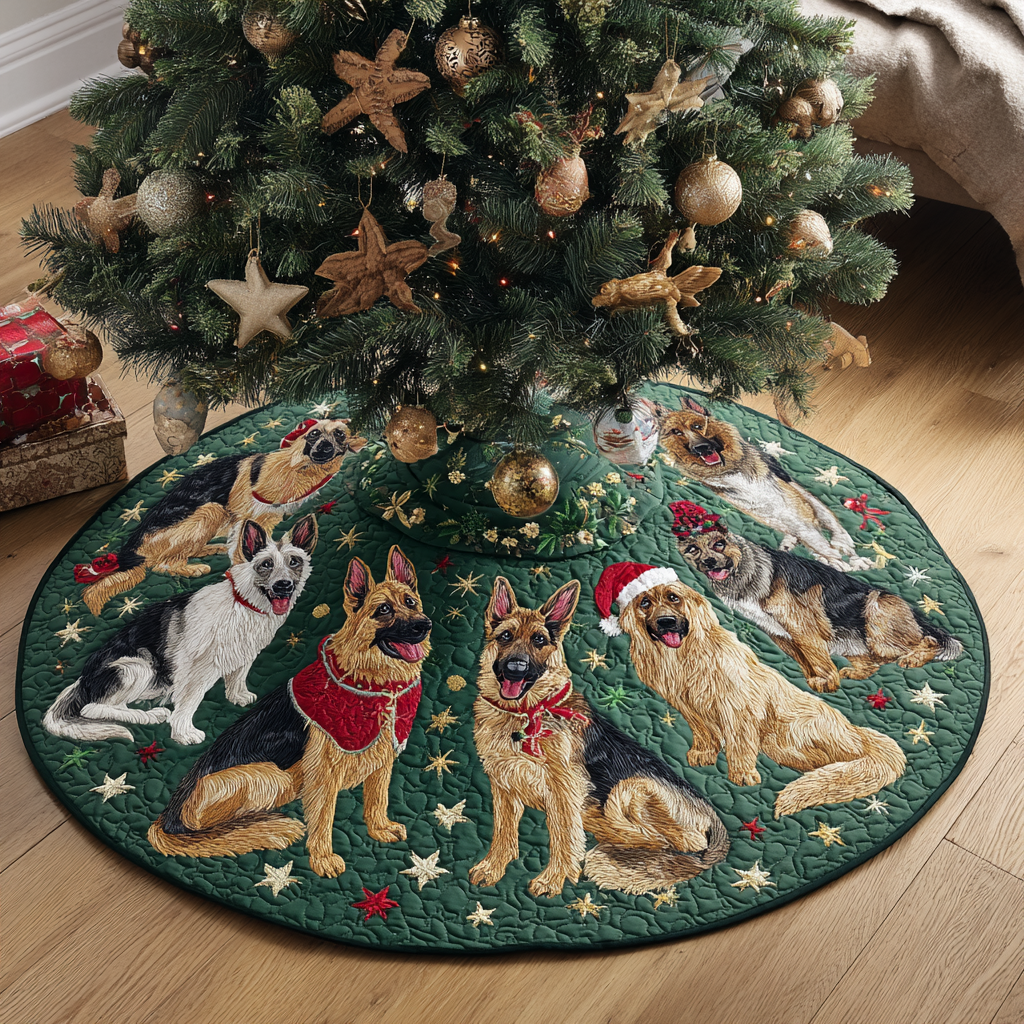 Loyal German Shepherd Christmas Quilted Tree Skirt-Myprintsy