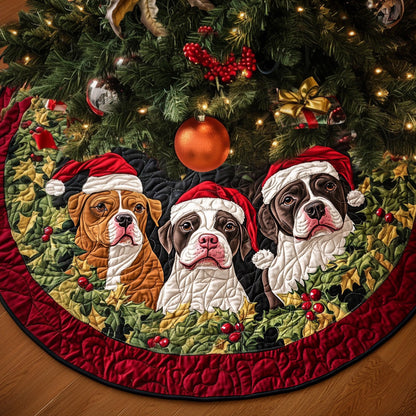 Loyal Pitbull Smiles Quilted Christmas Tree Skirt-Myprintsy