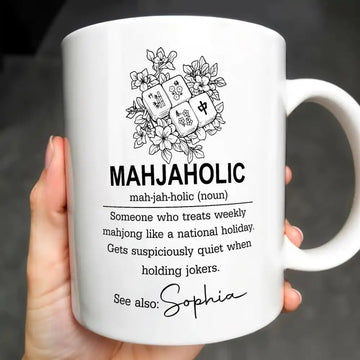 Mahjaholic Definition, Personalized Coffee Mug, Gift For Mahjong Lovers-Myprintsy