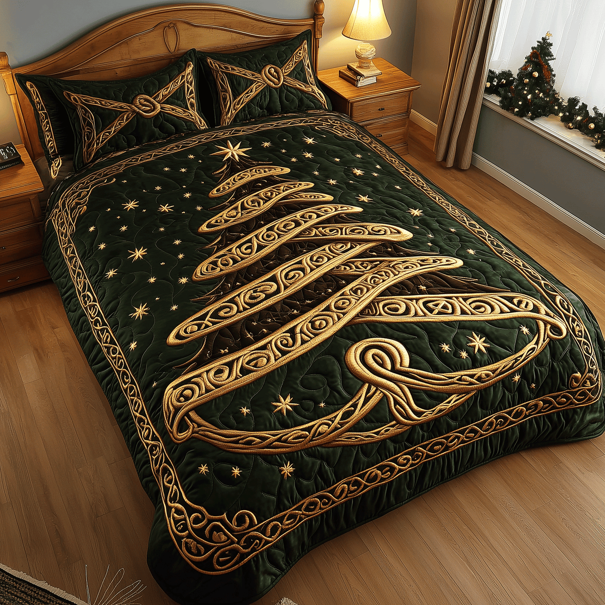 Majestic Christmas Tree -Piece Quilted Bedding Set VTQ-Myprintsy