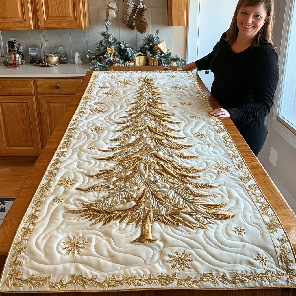 Majestic Xmas Tree Quilted Table Runner VTQ-Myprintsy
