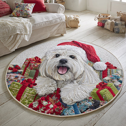 Maltese Gift Pile Quilted Round Mat VTQ-Myprintsy
