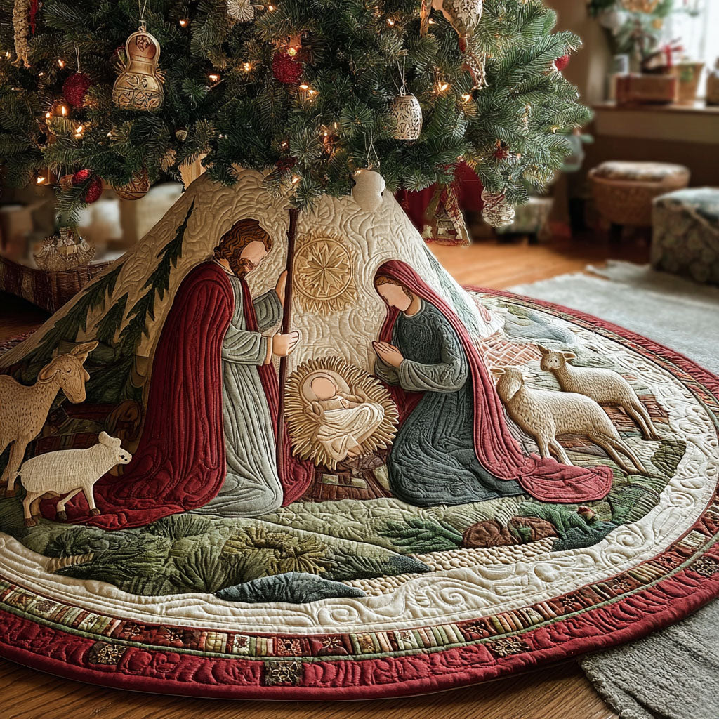 Manger Glory Christmas Quilted Tree Skirt VTQ-Myprintsy