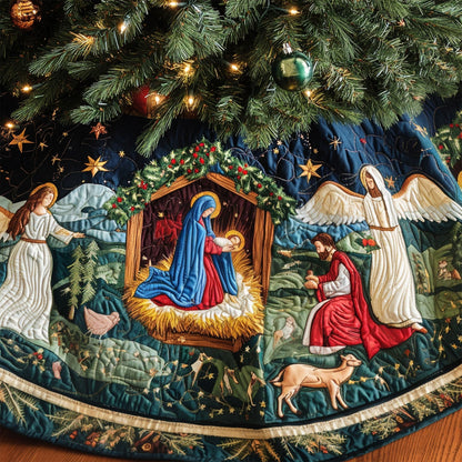 Manger Light Quilted Christmas Tree Skirt VTQ-Myprintsy