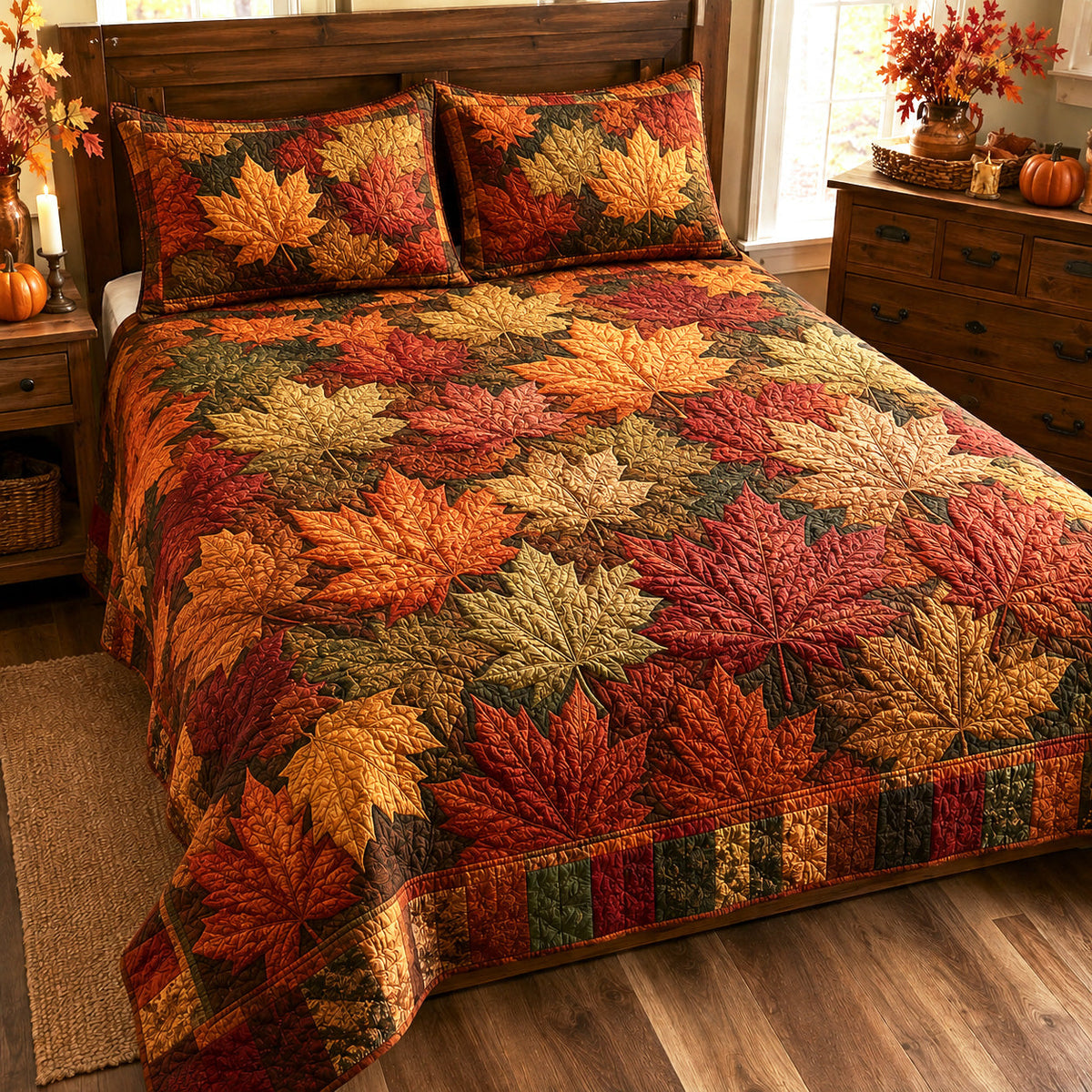 Maple Harmony -Piece Quilted Bedding Set VTQ-Myprintsy