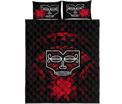 Marquesas Islands Polynesian Quilt Bed Set Hibiscus Red-Myprintsy