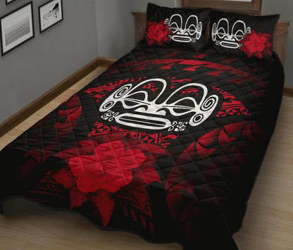 Marquesas Islands Polynesian Quilt Bed Set Hibiscus Red-Myprintsy
