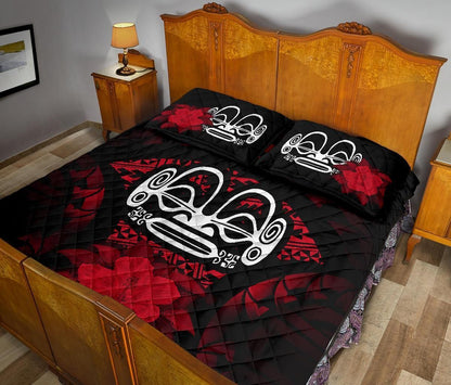 Marquesas Islands Polynesian Quilt Bed Set Hibiscus Red-Myprintsy