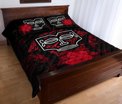 Marquesas Islands Polynesian Quilt Bed Set Hibiscus Red-Myprintsy