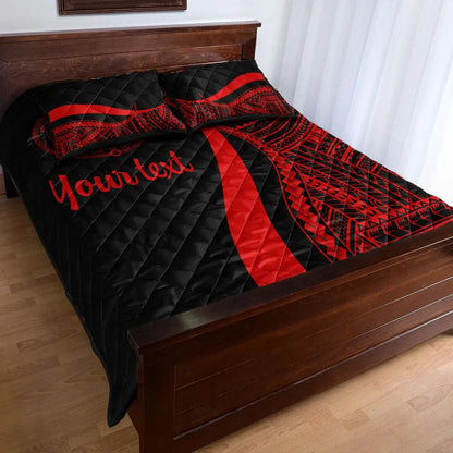 Marshall Islands Custom Personalised Quilt Bed Set - Red Polynesian Tentacle Tribal Pattern Crest