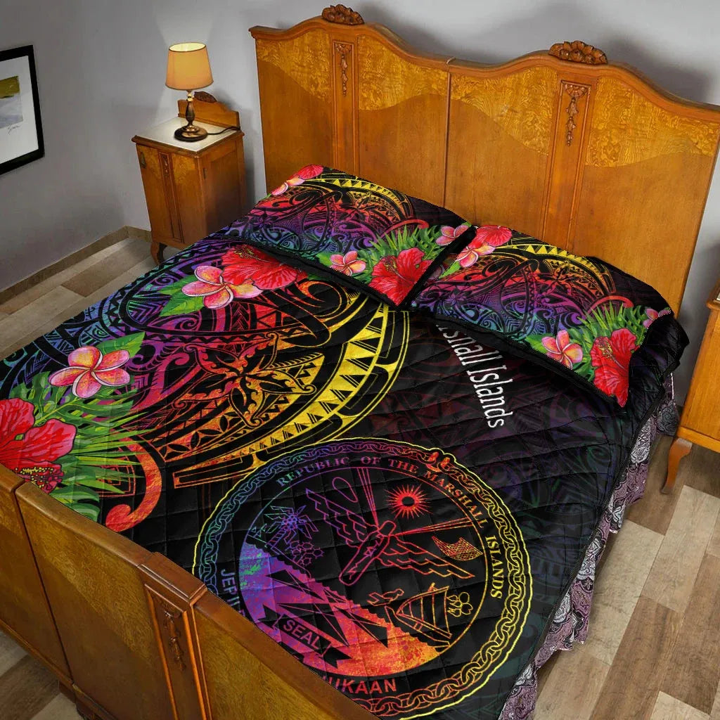 Marshall Islands Quilt Bed Set - Tropical Hippie Style