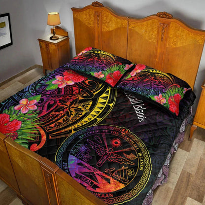 Marshall Islands Quilt Bed Set - Tropical Hippie Style