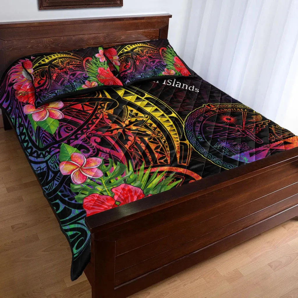 Marshall Islands Quilt Bed Set - Tropical Hippie Style