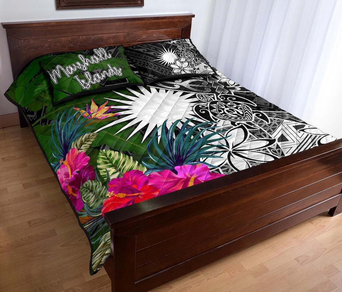 Marshall Islands Quilt Bed Set - Turtle Plumeria Banana Leaf-Myprintsy