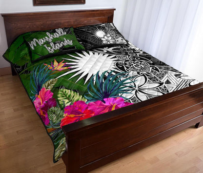 Marshall Islands Quilt Bed Set - Turtle Plumeria Banana Leaf-Myprintsy