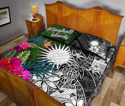 Marshall Islands Quilt Bed Set - Turtle Plumeria Banana Leaf-Myprintsy