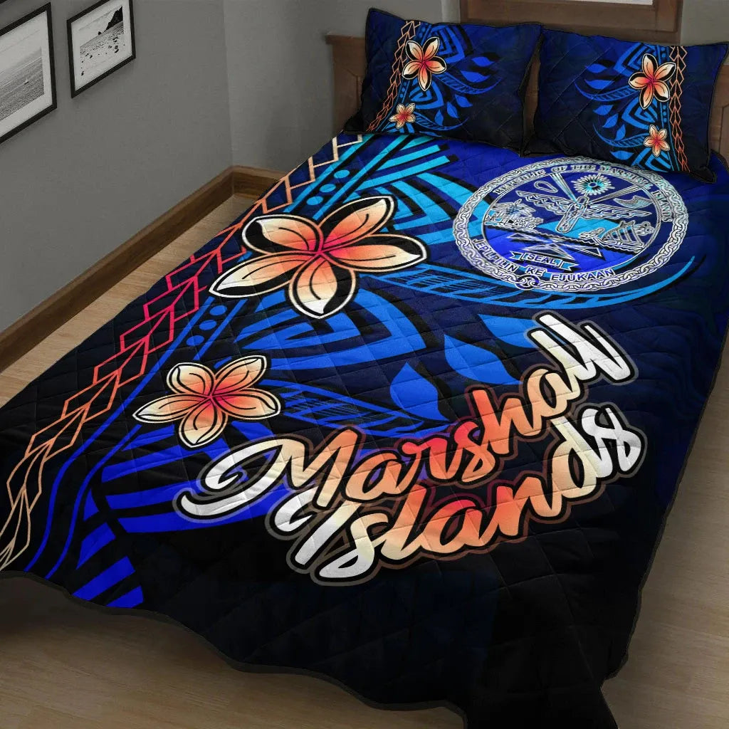 Marshall Islands Quilt Bed Set - Vintage Tribal Mountain Crest